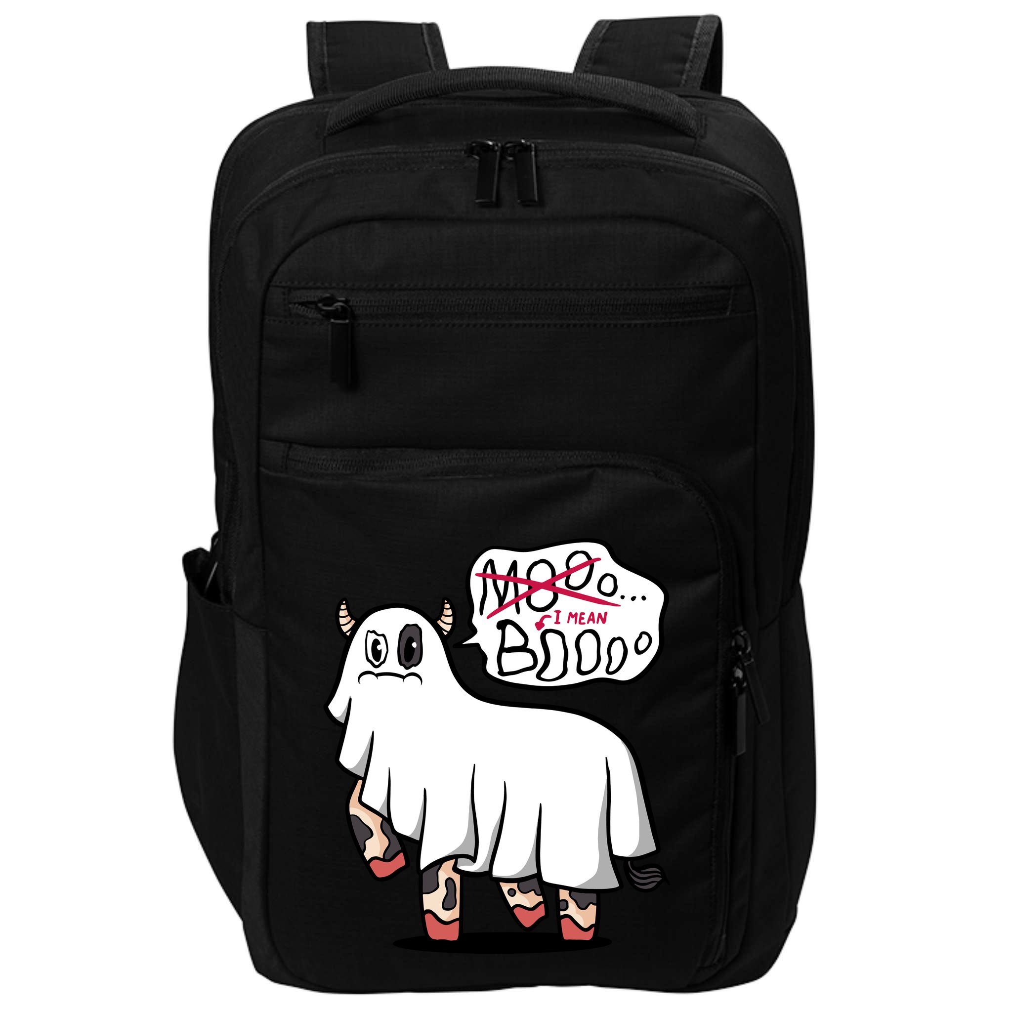 Ghost Cow Boo Funny Impact Tech Backpack