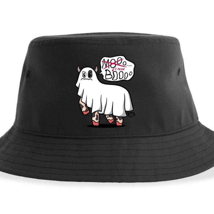 Ghost Cow Boo Funny Sustainable Bucket Hat