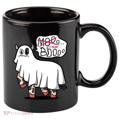 Ghost Cow Boo Funny 11oz C Handle Ceramic Mug