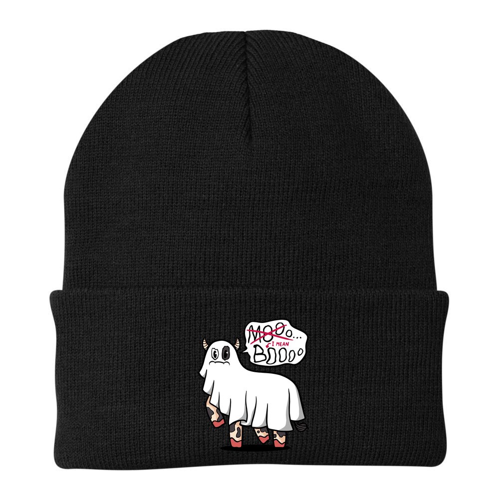 Ghost Cow Boo Funny Beanie