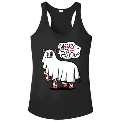 Ghost Cow Boo Funny Ladies PosiCharge Competitor Racerback Tank