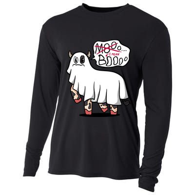 Ghost Cow Boo Funny Cooling Performance Long Sleeve Crew