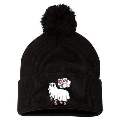 Ghost Cow Boo Funny Pom Pom 12in Knit Beanie