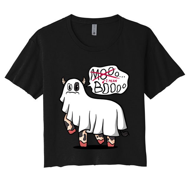 Ghost Cow Boo Funny Crop Top