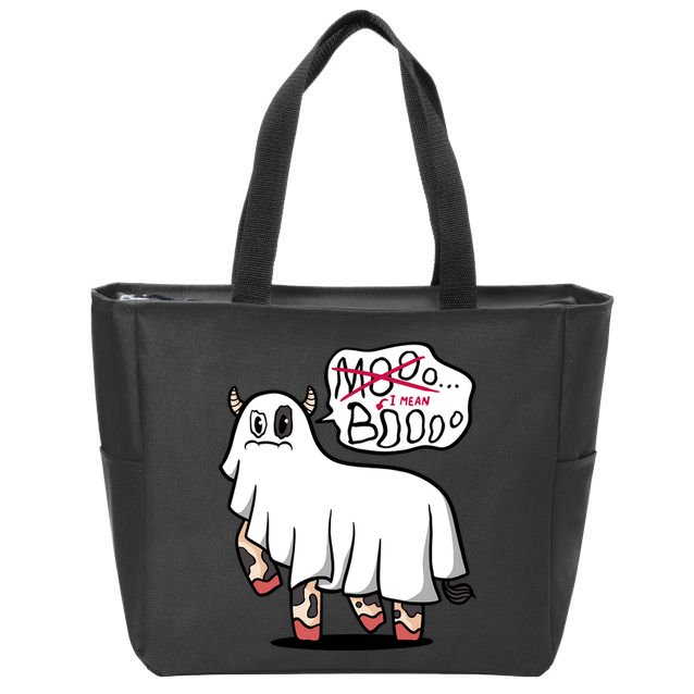 Ghost Cow Boo Funny Zip Tote Bag