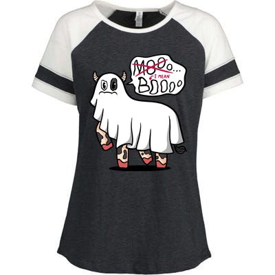 Ghost Cow Boo Funny Enza Ladies Jersey Colorblock Tee