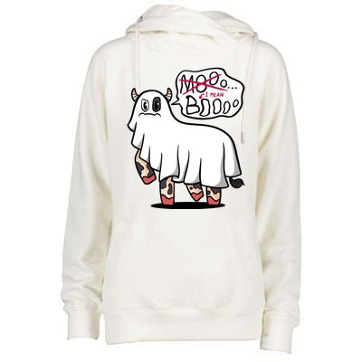 Ghost Cow Boo Funny Womens Funnel Neck Pullover Hood