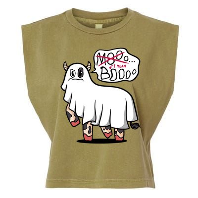 Ghost Cow Boo Funny Garment-Dyed Women's Muscle Tee