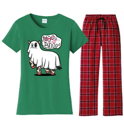 Ghost Cow Boo Funny Women's Flannel Pajama Set