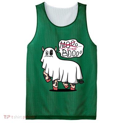Ghost Cow Boo Funny Mesh Reversible Basketball Jersey Tank
