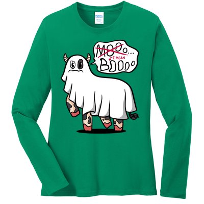 Ghost Cow Boo Funny Ladies Long Sleeve Shirt