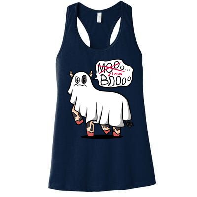 Ghost Cow Boo Funny Women's Racerback Tank