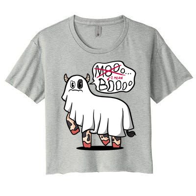 Ghost Cow Boo Funny Women's Crop Top Tee