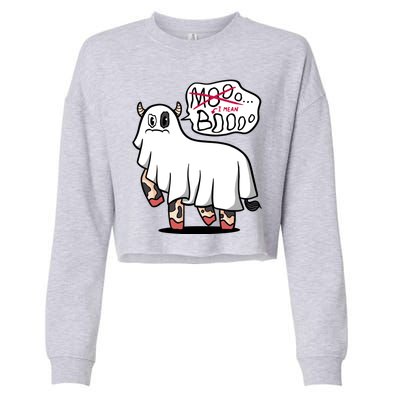 Ghost Cow Boo Funny Cropped Pullover Crew