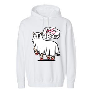 Ghost Cow Boo Funny Garment-Dyed Fleece Hoodie