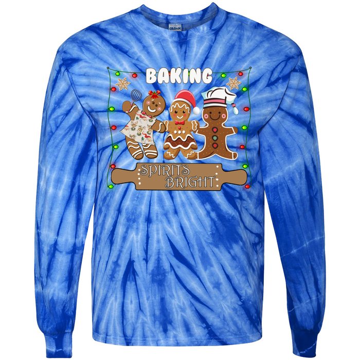 Gingerbread Cookie Baking Spirits Bright Christmas Gift Tie-Dye Long Sleeve Shirt