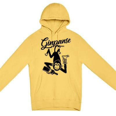 Ginpanse Chimpanzee Chimp Monkey Gin Drink Party Fun Comedy Premium Pullover Hoodie