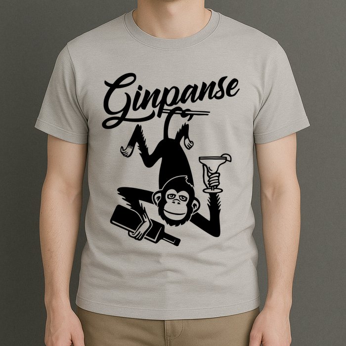 Ginpanse Chimpanzee Chimp Monkey Gin Drink Party Fun Comedy T-Shirt