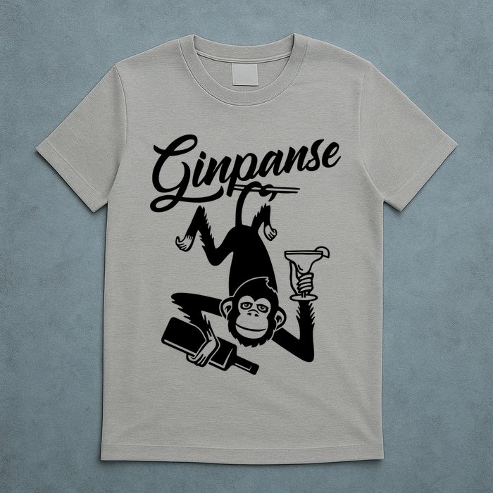 Ginpanse Chimpanzee Chimp Monkey Gin Drink Party Fun Comedy T-Shirt
