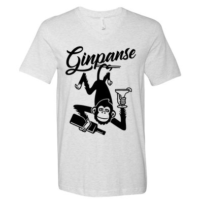 Ginpanse Chimpanzee Chimp Monkey Gin Drink Party Fun Comedy V-Neck T-Shirt