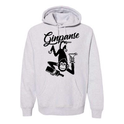 Ginpanse Chimpanzee Chimp Monkey Gin Drink Party Fun Comedy Premium Hoodie