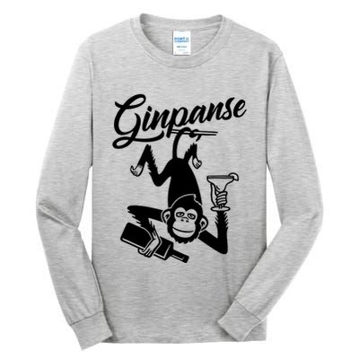 Ginpanse Chimpanzee Chimp Monkey Gin Drink Party Fun Comedy Tall Long Sleeve T-Shirt