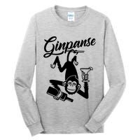 Ginpanse Chimpanzee Chimp Monkey Gin Drink Party Fun Comedy Tall Long Sleeve T-Shirt