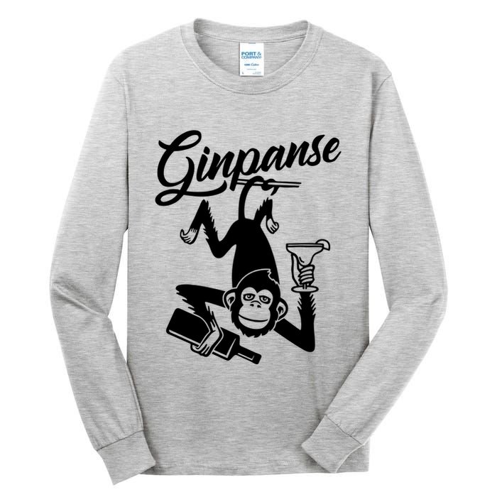 Ginpanse Chimpanzee Chimp Monkey Gin Drink Party Fun Comedy Tall Long Sleeve T-Shirt