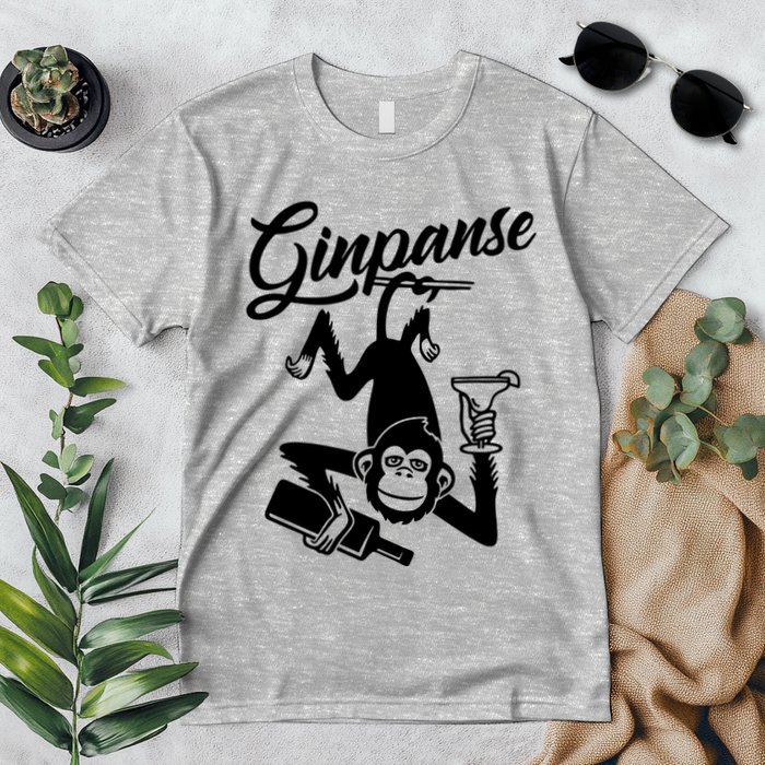 Ginpanse Chimpanzee Chimp Monkey Gin Drink Party Fun Comedy Premium T-Shirt