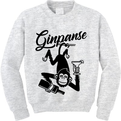 Ginpanse Chimpanzee Chimp Monkey Gin Drink Party Fun Comedy Kids Sweatshirt