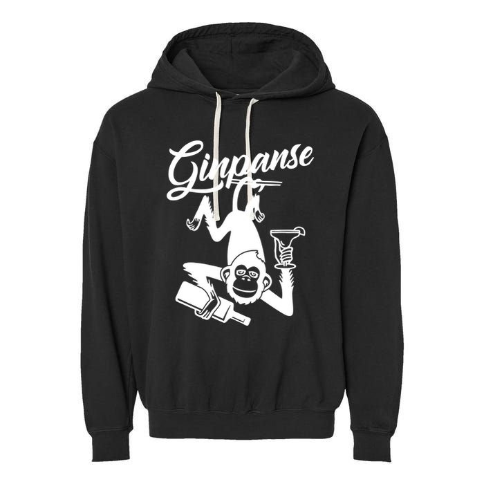 Ginpanse Chimpanzee Chimp Monkey Gin Drink Party Fun Comedy Garment-Dyed Fleece Hoodie