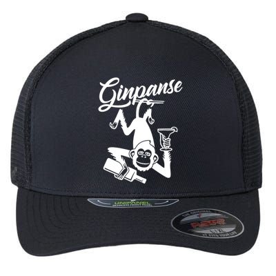 Ginpanse Chimpanzee Chimp Monkey Gin Drink Party Fun Comedy Flexfit Unipanel Trucker Cap