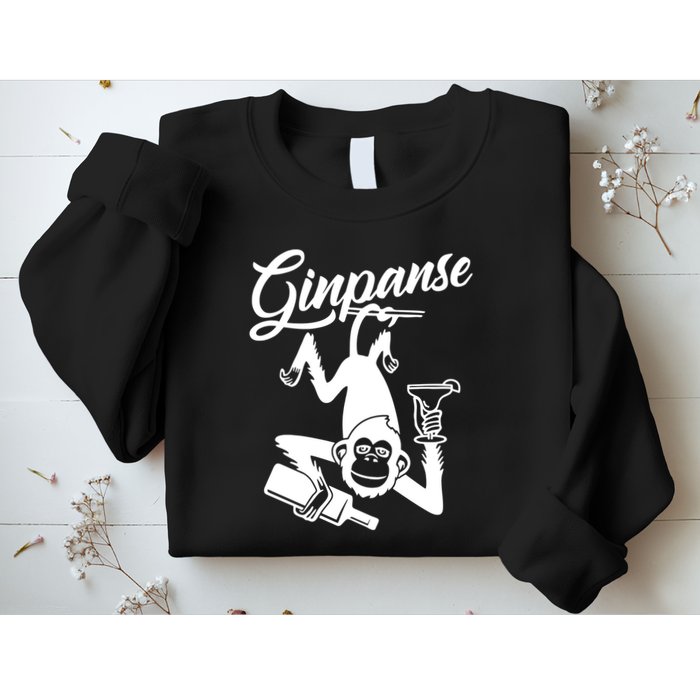 Ginpanse Chimpanzee Chimp Monkey Gin Drink Party Fun Comedy Sweatshirt