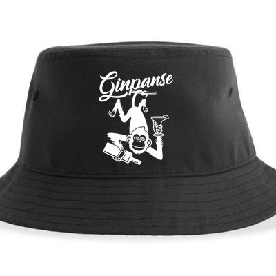 Ginpanse Chimpanzee Chimp Monkey Gin Drink Party Fun Comedy Sustainable Bucket Hat