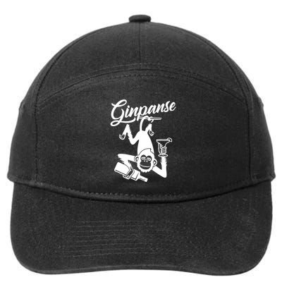Ginpanse Chimpanzee Chimp Monkey Gin Drink Party Fun Comedy 7-Panel Snapback Hat