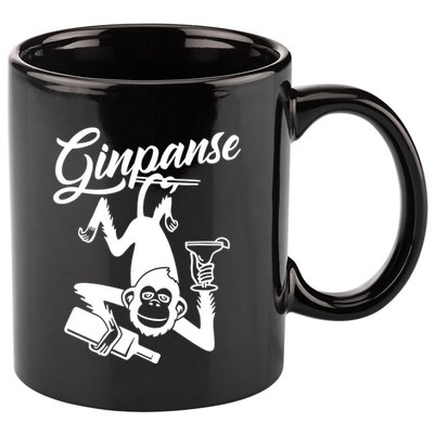 Ginpanse Chimpanzee Chimp Monkey Gin Drink Party Fun Comedy 11oz C Handle Ceramic Mug