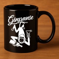 Ginpanse Chimpanzee Chimp Monkey Gin Drink Party Fun Comedy 11oz C Handle Ceramic Mug