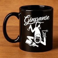 Ginpanse Chimpanzee Chimp Monkey Gin Drink Party Fun Comedy 11oz C Handle Ceramic Mug
