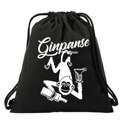 Ginpanse Chimpanzee Chimp Monkey Gin Drink Party Fun Comedy Drawstring Bag