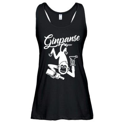 Ginpanse Chimpanzee Chimp Monkey Gin Drink Party Fun Comedy Ladies Essential Flowy Tank