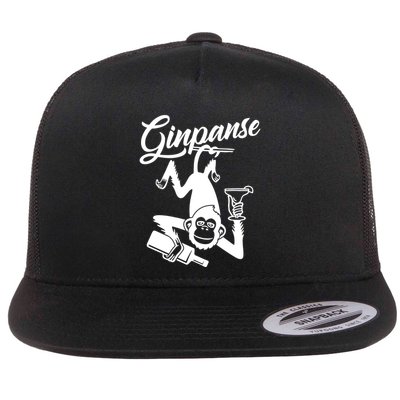 Ginpanse Chimpanzee Chimp Monkey Gin Drink Party Fun Comedy Flatbill Hat