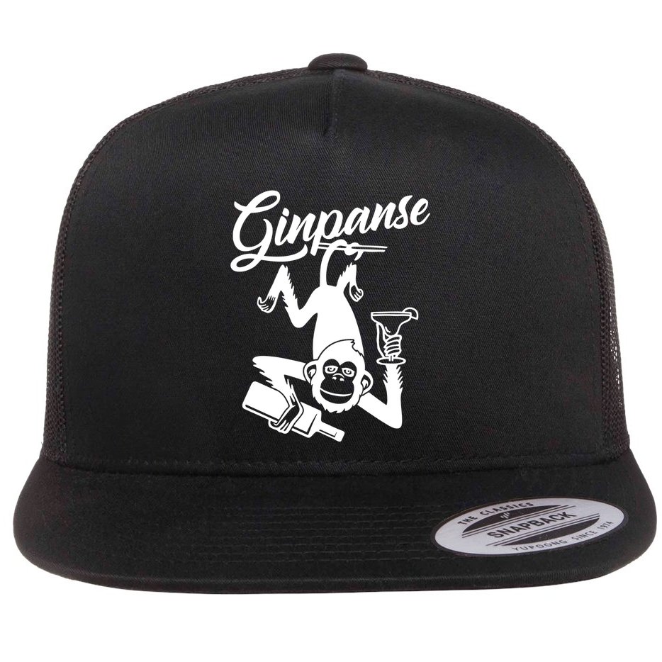 Ginpanse Chimpanzee Chimp Monkey Gin Drink Party Fun Comedy Flatbill Hat