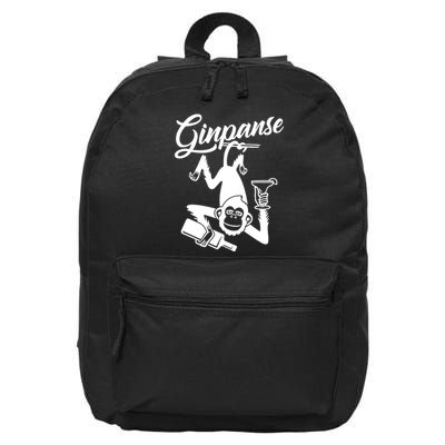 Ginpanse Chimpanzee Chimp Monkey Gin Drink Party Fun Comedy 16 in Basic Backpack