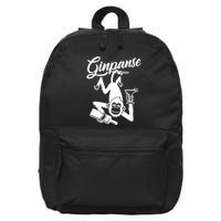 Ginpanse Chimpanzee Chimp Monkey Gin Drink Party Fun Comedy 16 in Basic Backpack
