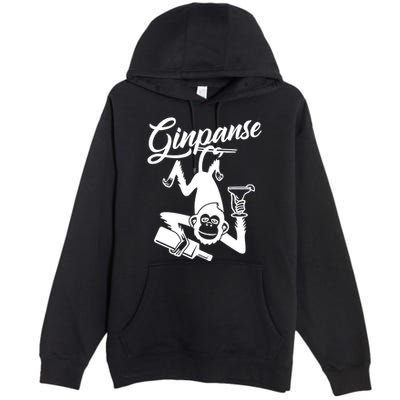 Ginpanse Chimpanzee Chimp Monkey Gin Drink Party Fun Comedy Premium Pullover Hoodie