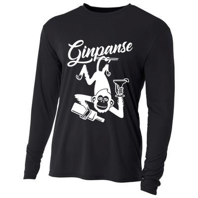 Ginpanse Chimpanzee Chimp Monkey Gin Drink Party Fun Comedy Cooling Performance Long Sleeve Crew