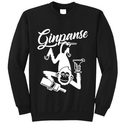 Ginpanse Chimpanzee Chimp Monkey Gin Drink Party Fun Comedy Tall Sweatshirt