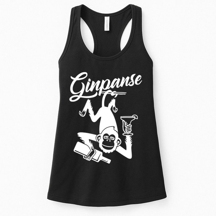 Ginpanse Chimpanzee Chimp Monkey Gin Drink Party Fun Comedy Womens Tank Top