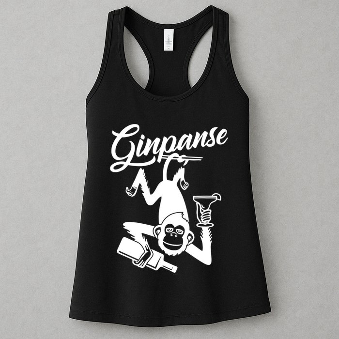 Ginpanse Chimpanzee Chimp Monkey Gin Drink Party Fun Comedy Womens Tank Top