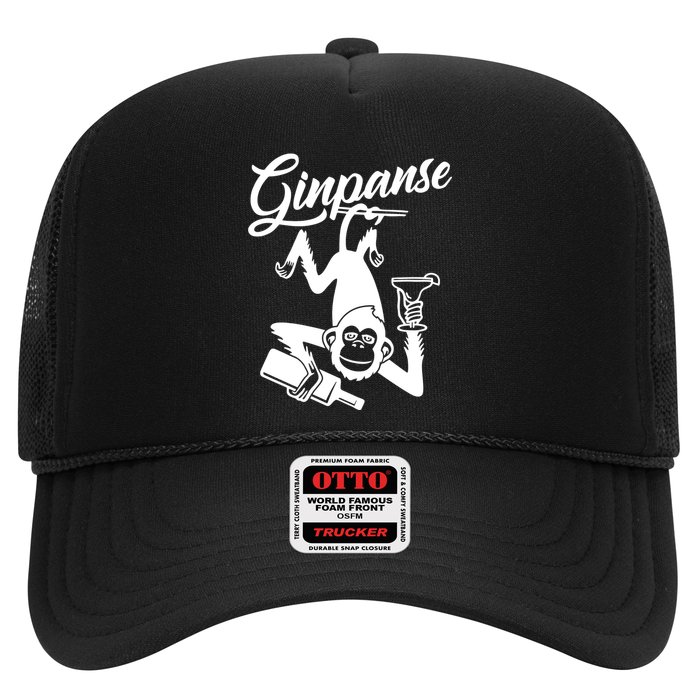 Ginpanse Chimpanzee Chimp Monkey Gin Drink Party Fun Comedy Trucker Hat